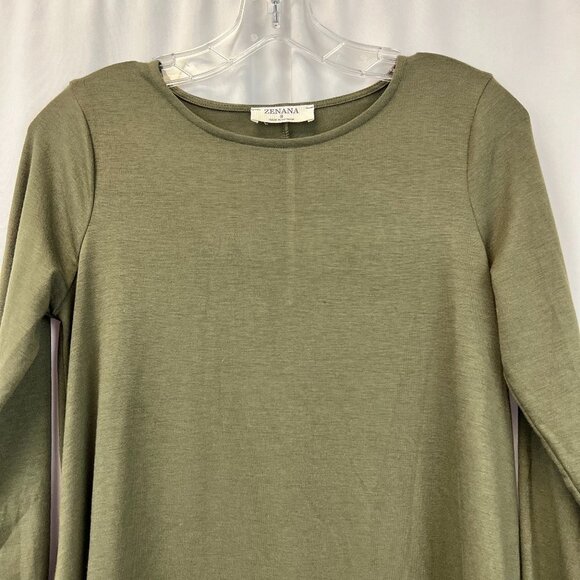 Zenana Womens Green Long Sleeve Round Neck Pullover T-Shirt Dress Size Small - Picture 3 of 9